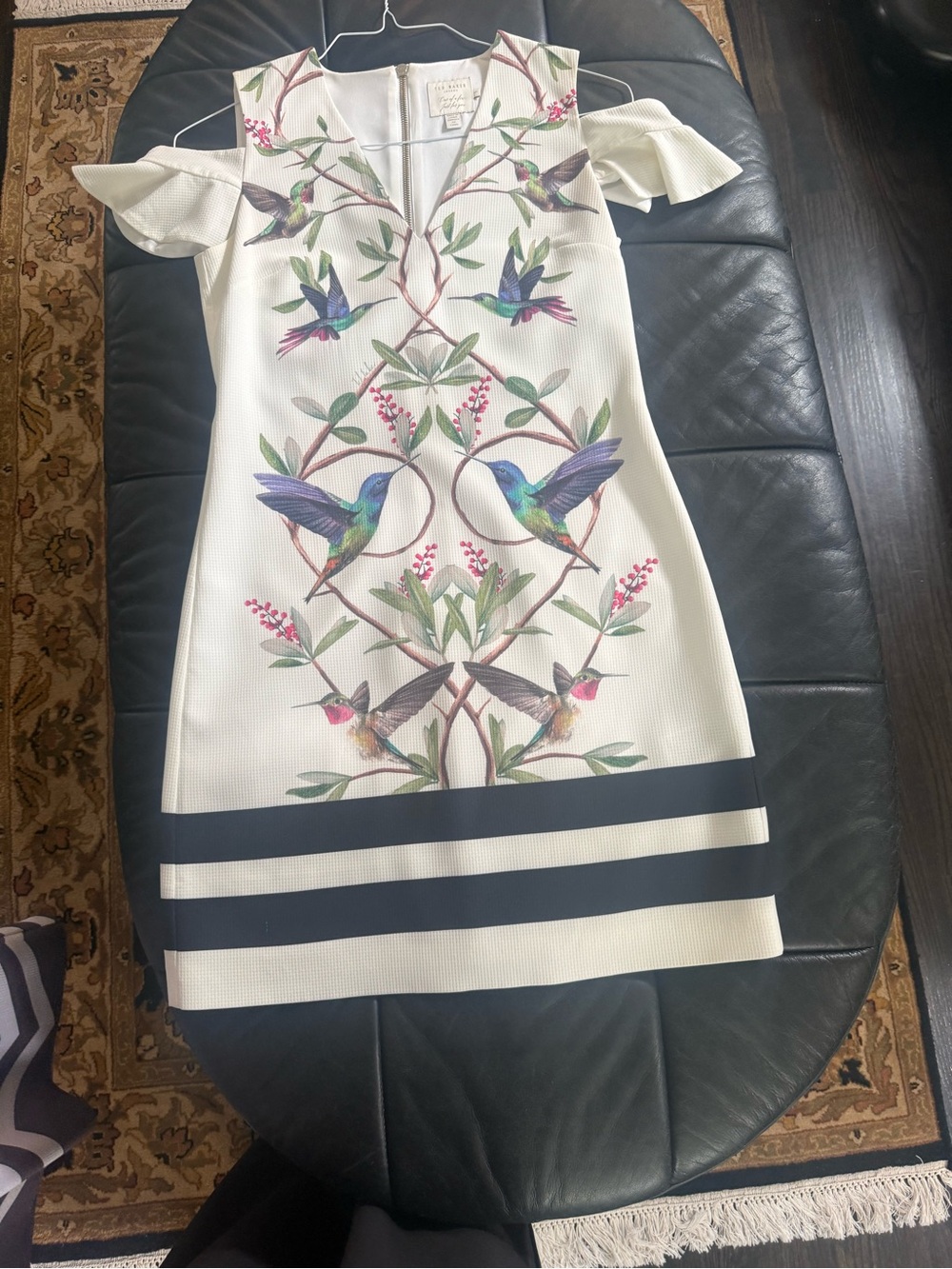Ted Baker Cream Mini Dress with Hummingbird Botanical Print